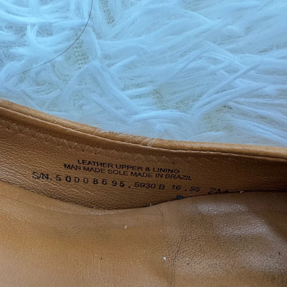 Tory Burch Sally Tan Leather Wedge Gold Logo Medallion Pumps 7M